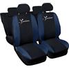 Rebeca Shop Autoaccessori Copri-sedili Auto Compatibili Ypsilon Y Nero Blu Scuro | Set Copri-Sedile Completo Anteriori e Posteriori divisi 50 e 50 | Logo Ricamato | Airbag Compatibile | Accessori Interno Lupex