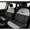 Auto Accessori Lupex | Set 13 pezzi Coprisedili Auto Compatibili con 500L 2012 al 2022, Made In Italy, Protezione Sedili Anteriori e Posteriori (Grigio Chiaro - Nero, Con Nome Ricamato)