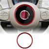 KUNGKIC Fibra di carbonio Auto Volante Copertura Adesivi Volante Marcatura Centrale Anello Esterno Decorativo Interno Compatibile con FIAT 500 Abarth 595 2008-2023 Accessori Rosso
