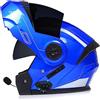 Bluetooth Caschi per Moto a Doppia Visiera Apribili,Casco per Moto Integrale Modulare Integrato Bluetooth,Casco Modulare Bluetooth,Mp3 FM 55-62CM Approvato ECE Casco