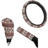 Belidome - Set di 3 accessori per auto con motivo western azteco, protettore per pomello del cambio, cuscinetto per volante universale antiscivolo