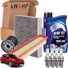 kW&HP KIT TAGLIANDO 3 FILTRI + 4 CANDELE + 4 LITRI OLIO ORIGINALE 5W40 COMPATIBILE CON RENAULT CLIO IV 1.2 16V 54 KW, 73 CV