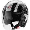 CRUIZER - Casco omologato nero lucido per scooter moto Demi Jet con grafica stella, doppia visiera, interni antibatterici ed anallergici (L)