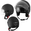 A-Pro Casco Jet Scooter Moto ECE 22-06 Doppia Visiera Parasole Nero Opaco XL