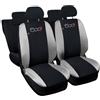 Rebeca Shop 500x Copri-sedili Auto Compatibili 500x | Set Coprisedile Anteriori e Posteriori | Logo Ricamato | Airbag Compatibile | Accessori Auto Interno … (Nero/Grigio Chiaro)