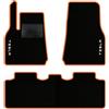 QUEMAR Tappetini Auto compatibili con Tesla Model Y dal 2020 anche Juniper/Kit Tappeti Moquette e Gomma su Misura (Set 2 Anter.+1 Poster.)/ Ricami e Colori Personalizzati (Bordo Arancio, 2 Ricami)