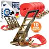 NTG 10 pezzi 5000 kg 10 m cinghie di tensionamento con cricchetto ERGO e ganci Cinghie con cricchetto certificate TÜV/GS Cinghia di fissaggio Cinghia di tensionamento in 2 parti 50 mm