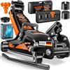 MASKO® Cric idraulico 2,5T altezza di sollevamento piatto 85 - 360 mm con valigetta + 2 cuscinetti in gomma + guanti, cric idraulico a 360°