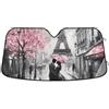 Generic Romantico Parigi Torre Eiffel Personalizzato Parasole per Parabrezza Auto Divertente Retrattile Pieghevole Automotive Parasole Animale Floreale L, 144,8 x 80 cm