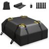 GYMAX 15/21 Piedi Cubi Box da Tetto per Auto, Borsa Tetto Impermeabile per Auto con/senza Portapacchi, Box Bagagli con Tappetino Antiscivolo & 6 Ganci Porta (83 × 112 × 43 cm)