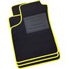 ASC Tappetini Auto Compatibili con Fiat Panda 169 4x4 2003-2012, Moquette, Bordo Antiscivolo Giallo, Battitacco in Gomma