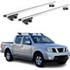 OMAC Barre Portatutto Alluminio TÜV geprüft per Nissan Navara II D40 2005-2014 4Tür - per Rail Tetto Standard - T Nut - Max 90 kg - 2 Schlösser Argento