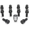 H&R Set Bulloni Ruota sferici R13 M14x1.50 - Lunghezza 39mm - Nero - 10 Pezzi (PE. per Audi S5) - incl. Bulloni Antifurto