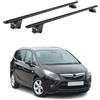 OMAC Barre Portatutto Alluminio TÜV geprüft per Opel Zafira C Tourer 2011-2019 - per Rail Tetto Integrati - T Nut - Max 100 kg - 2 Schlösser Nero