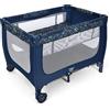COSTWAY Lettino da Campeggio con Materasso, Lettino per Bambini Pieghevole, Culla da Viaggio Portatile con 2 Ruote, Per Bambini 0-36 Mesi, 125 x 65 x 76 cm (Blu)