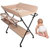 Homewell Tavolo per pannolini pieghevole con cesto portaoggetti, materasso per pannolini regolabile in altezza, cintura di sicurezza e 4 ruote con freno, per neonato e neonato, 80 x 66 x (92/95/98) cm