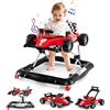 RELAX4LIFE 4 in 1 Girello a Spinta Primo Passo per Bambini da 6 a 18 Mesi con Luci e Suoni, Velocità e Altezza Regolabili, Portata 12 kg, 64x73x50,5/55,5 cm (Modello 2-Rosso) (ROSSO)