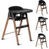 Deryan Seggiolone per bambini e bambini - Seggiolone pieghevole in legno - Include cintura a 5 punti - Regolabile in altezza e pieghevole - Include cintura di sicurezza e vassoio - Nero/Legno