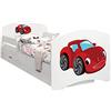 Happy Babies - Letto per Bambini Double Face con cassetto Estraibile, Design Moderno con Bordi sicuri e Materasso in Schiuma anticaduta, 7 cm (23. Auto da Favola, 160X80)