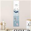 Stellasticker - Metro per misurare la crescita dei bimbi personalizzato - con nome e data di nascita - decorazione per cameretta - facile da appendere - design carino e colorato - 129x28 cm (Mare)