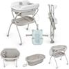 MS BabyWorld - BUBBLE + CUSCINO RIDUTTORE - Vaschetta Bagnetto Ergonomica con Supporto | Fasciatoio Impermeabile Imbottito | Chiusura Compatta | Organizzatore | 4 Ruote con Freni