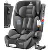 KIDIZ Seggiolino auto per bambini con Isofix, gruppo 1 + 2 + 3, 9 - 36 kg, cintura di sicurezza a 5 punti, seggiolino auto, seggiolino auto, poggiatesta regolabile, rialzo per 1 - 12 anni, stabile e