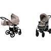 BabyLux Qbaro Passeggino 2in1 Deep e Passeggino con Accessori Regolabile e Pieghevole Costruzione in Alluminio Leggero 2 Opzioni di Montaggio Ruote Impenetrabili Impermeabili Khaki