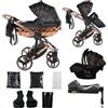 Junama Passeggino Diamond Heart 2in1 3in1 4in1 (02 - nero e rame, 4in1 con base ISOFIX)