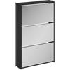 vidaXL Scarpiera con Specchio a 3 Ripiani Nera 63x17x102,5 cm