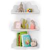TIMENIL Cloud, Set di 3 mensole da parete ad angolo, da appendere, per libri per bambini, design a forma di conchiglia, sfondo a parete in legno per la cameretta dei bambini, decorazione della