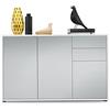 Vladon Madia Ben V3, mobile con 3 ante e 2 cassetti, bianco opaco/grigio chiaro satinato (117 x 74 x 36 cm)
