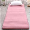 XDone Materasso a pavimento, singolo, ispessito, 5 cm, morbido, tatami giapponese, portatile, arrotolabile, letto pieghevole, per casa e campeggio (rosa, 80 x 190 cm)