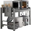 Yuehuamech Scaffale espandibile per forno a microonde a 2 ripiani, ripiano organizer con supporto per tagliere e 6 ganci mensola angolare