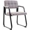 CLP Sedia con braccioli Canada B, sedia visitatore imbottita, struttura in metallo nero opaco, sedia da conferenza, sedia sala d attesa tessuto, Colore:grigio chiaro