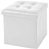 IlGruppone Passione Casa Pouf Contenitore in 2 Misure Medio 38x38 - Grande 50x50 Quadrato Portaoggetti in Ecopelle Poggiapiedi Salotto Sgabello Pouff Camera Design con Coperchio - Bianco - 38x38x38