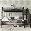 Trdlpyn Letto a Castello in Metallo 90x200cm e 120x200cm, Mobiletto Angolare con Scala e Spazio di Archiviazione, Letto a Soppalco per Bambini e Adolescenti, Facile da montare, Nero