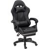 Baroni Home Sedia Gaming Ergonomica con Massaggiatore Lombare, Altezza Regolabile e Schienale Inclinabile, Sedia Ufficio con Comodo Poggiatesta e Poggiapiedi, in Soft Foam, Nero, 58x66x114-124 cm
