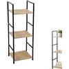 moorg Scaffale Stretto a Colonna in Legno e Metallo, Libreria Verticale a 3 Ripiani, Mobiletto Bagno Salvaspazio per Cucina e Soggiorno, Design Industriale, 29x24x80cm
