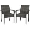 Yaheetech Set di 2 Sedie Impilabili in Rattan Sedia da Giardino con Braccioli Piedini Regolabili e Schienale per Giardino Balcone PatioTerrazza Grigio