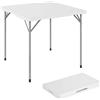 Outsunny Tavolo da Campeggio Pieghevole Quadrato, Tavolino da Esterno Richiudibile con Telaio in Metallo e Piano in HDPE, per Giardino, Terrazzo, Pic Nic, 86x86x74 cm, Bianco