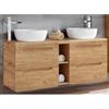 Lomadox Wotan - Set di 2 Lavabi Ceramica, 4 Cassetti Chiusura Morbida, Scaffale, Arredamento Bagno, Mobiletti, 141x76x46 cm