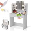 Juskys Tavolo da trucco Zoey con LED - Specchio grande con cornice, cassetto e ripiani - toeletta moderna e compatta - Bianco - con luce regolabile