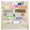 HUOLE Libreria - Scaffale per libri, scaffale per bambini, 6 ripiani in metallo, libreria con scomparti di stoccaggio, 75 x 30 x 79 cm, colore legno (1 pezzo)
