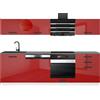 B BELINI GROUP Belini - Blocco cucina Linda da da 240 cm, senza elettrodomestici con pensili e armadi, con controsoffitti, colore: rosso lucido