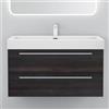 Mai & Mai Mobile Bagno Sospeso100cm, Mobiletto per Bagno con Lavabo, Grigio Scuro, Seria Quadratto