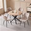 JZGORC Set Tavolo e Sedie da Pranzo Moderno, Tavolo da Pranzo Rotondo da 100 cm con Venature del Legno Chiaro + Set di 4 Sedie da Pranzo in Lino Kaki con Gambe in Metallo