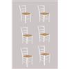 S.I.S.A. di G.&G. srl SISA srl, Set di 6 Sedie Sala da Pranzo Legno, Sedie Cucina Legno, Arredo Casa, Modello Paesana, Colore Laccato Bianco, Seduta Paglia, 45x37x87, Sedie Bianche, Made In Italy