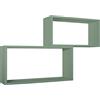 MODULARREDO | BIS RETTANGOLO BISLUNGO Set di 2 Mensole da Muro, Pensile Bagno, Mensola da Parete, 70x35 p20 cm e 60x30 p20 cm, Kit Tasselli Incluso, Verde Acqua Marina - Made in Italy