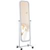 CLP Specchio a Stelo Medusa con rotelle I Specchio a Figura Intera con Cornice in Metallo I Inclinato e ruotato di 360 Gradi, Colore:Bianco