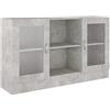 vidaXL Armadietto con Vetrina Grigio Cemento 120x30,5x70 cm Truciolato